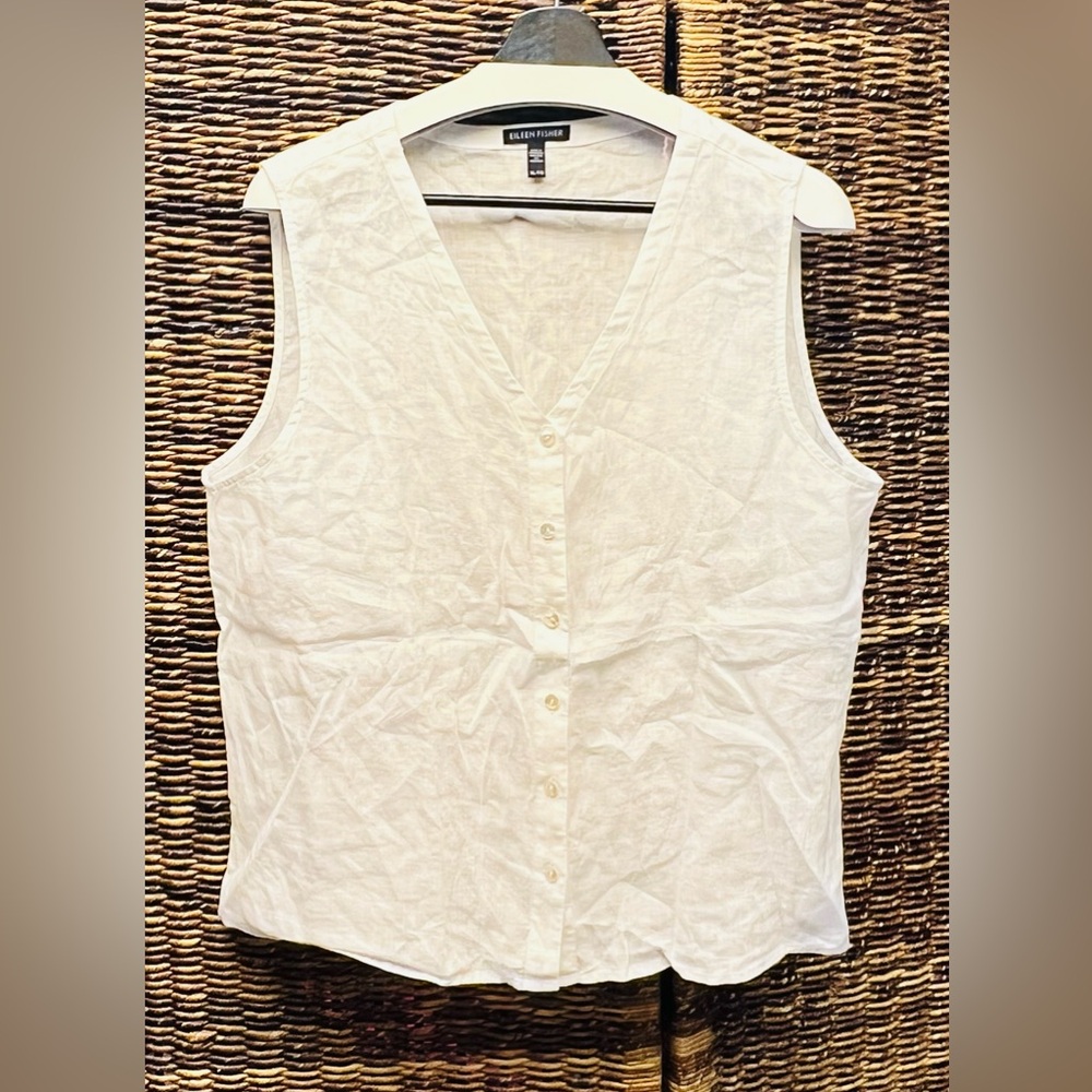 Eileen Fisher- Cream Button Down Vest- XLarge